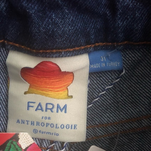 Anthropologie Farm Rio Crochet patch denim jean shorts hi-waist 25P,27P,29P NWTS - Picture 2 of 2